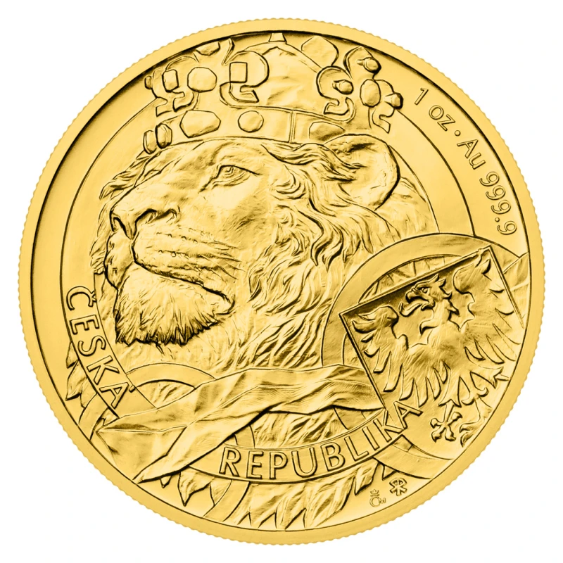Золотая монета Ниуэ Чешский лев 2025 1 oz Collectible coins