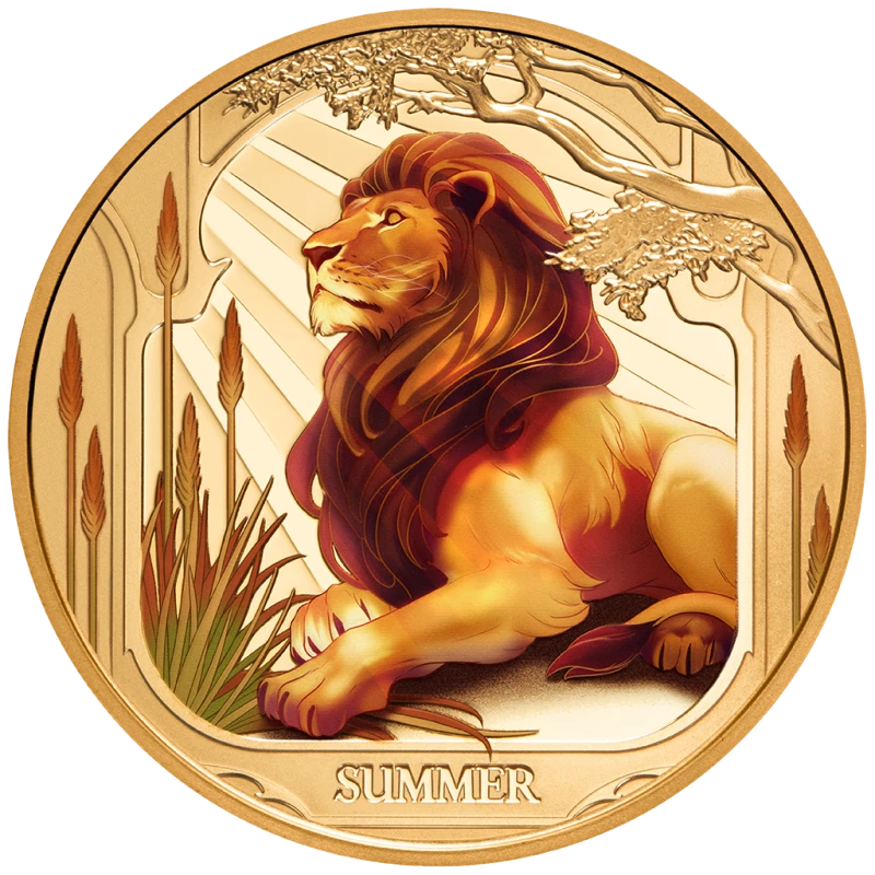 Золотая монета Ниуэ Лев 2025 Proof цвет 1 oz Collectible coins