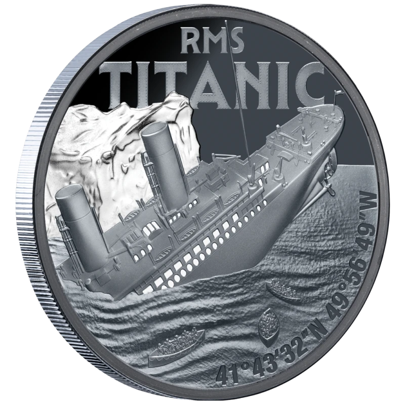Niue zilveren munt Titanic 2025 gepolijste plaat 1 ounce gekleurd Verzamelmunten
