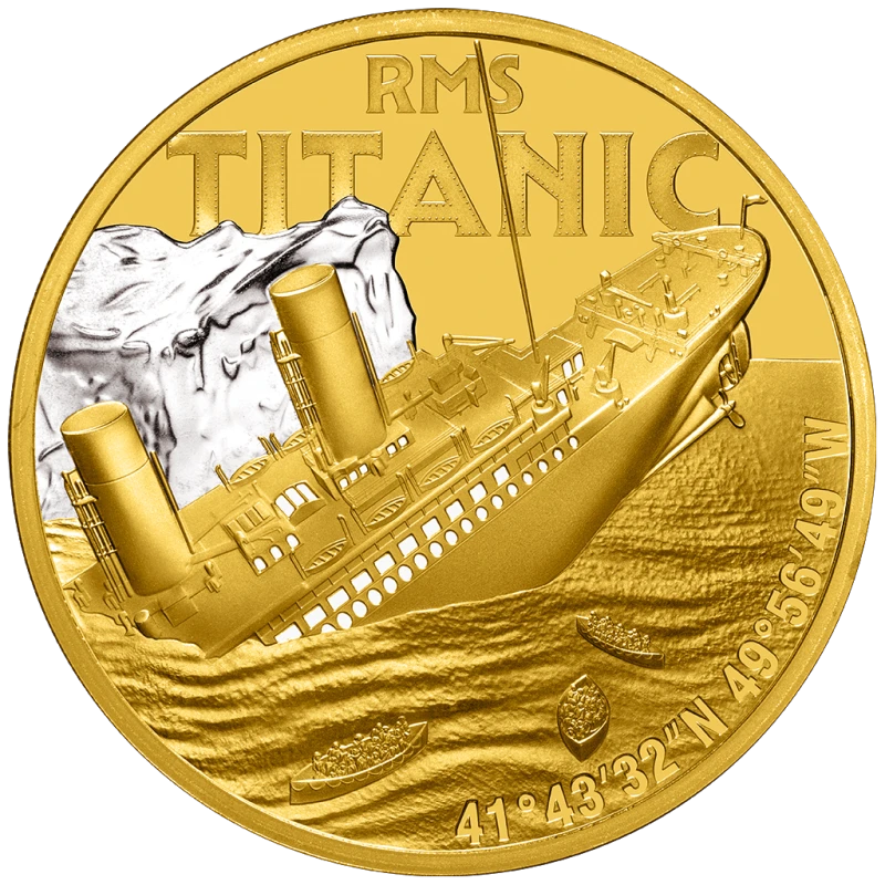 Золотая монета Ниуэ Титаник 2025 Proof цвет 1 oz Collectible coins