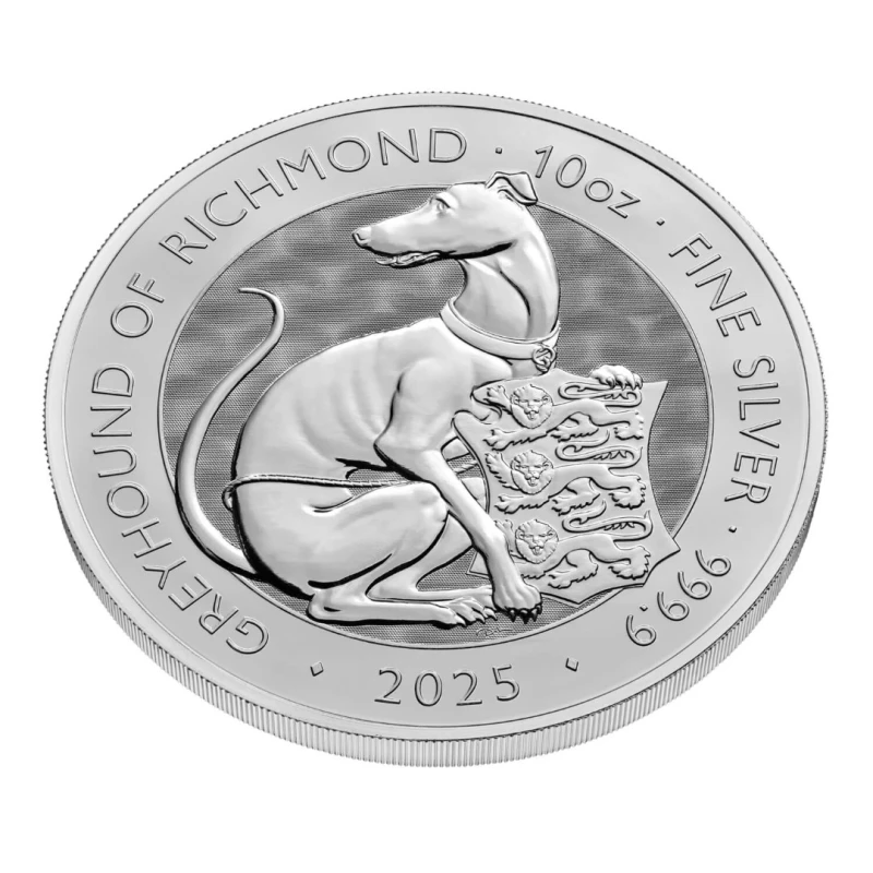 UK: zilveren munt Greyhound van Richmond 2025 10 oz Verzamelmunten