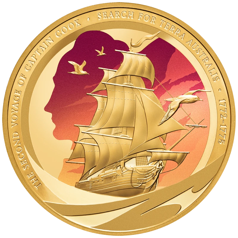 Золотая монета Ниуэ Капитан Кук. Второе путешествие 2025 Proof 1 oz Collectible coins