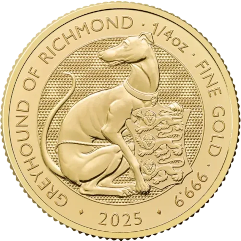 UK: gouden munt Greyhound van Richmond 2025 1/4 oz Beleggingsmunten