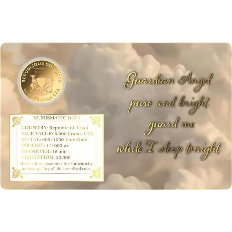 Tsjaad: gouden munt Guardian Angel II 1/1000 oz Verzamelmunten