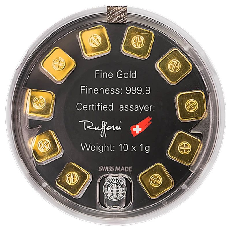 Zwitserland Gouden Staaf 10 g Set Baar
