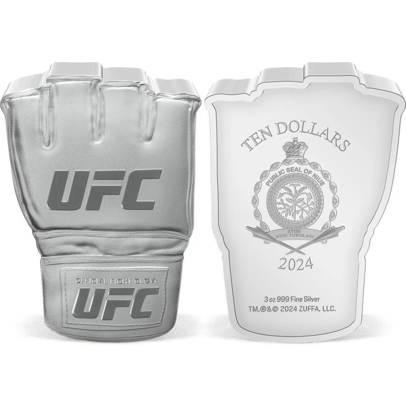 Niue: zilveren munt UFC Glove 2024 Gepolijste plaat 3 ounce Verzamelmunten