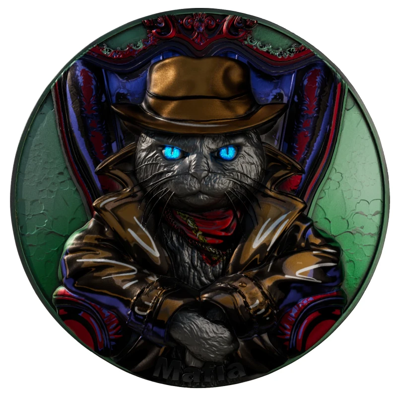 Kameroen: zilveren munt Meow Maffia 2025 2 ounce Verzamelmunten