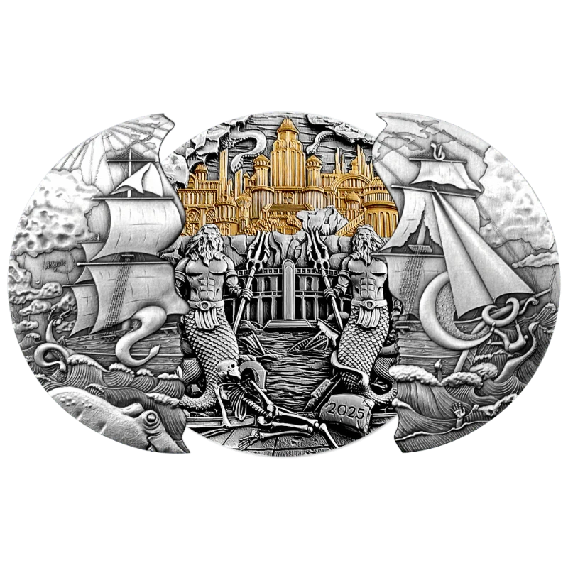 Samoa: zilveren munt Atlantis 2025 verguld 5 ounce Verzamelmunten