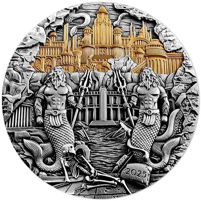 Samoa: zilveren munt Atlantis 2025 verguld 5 ounce Verzamelmunten