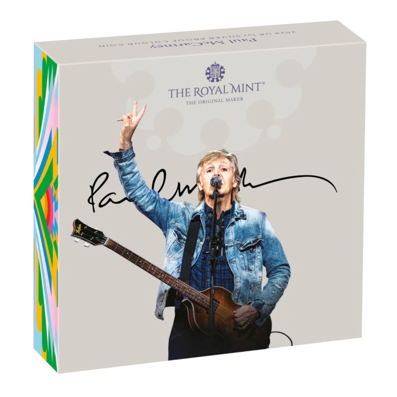 Verenigd Koninkrijk zilveren munt Paul McCartney 2024 gepolijste plaat gekleurd 1 ounce Verzamelmunten