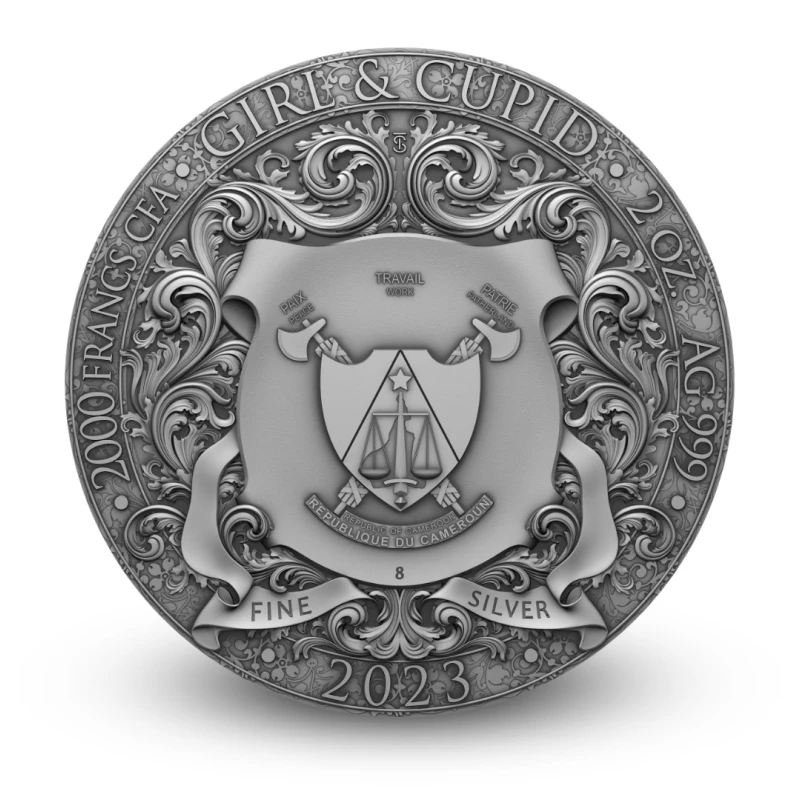 Cameroon: silver coin Girl and Cupid 2023 2 oz Collectible coins