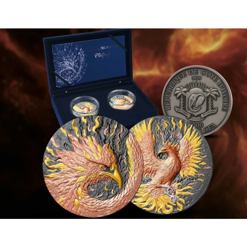 Republiek Ivoorkust: zilveren munten Phoenix 2025 10 ounce Verzamelmunten