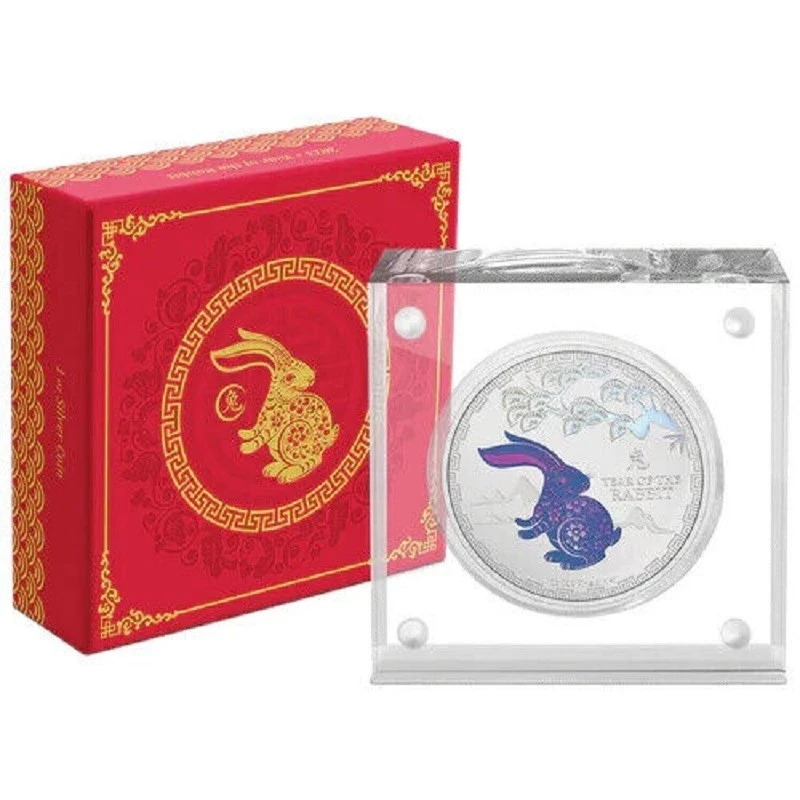 Niue: zilveren munt Jaar van het Konijn 2023 Gepolijste plaat gekleurd 1 ounce Verzamelmunten