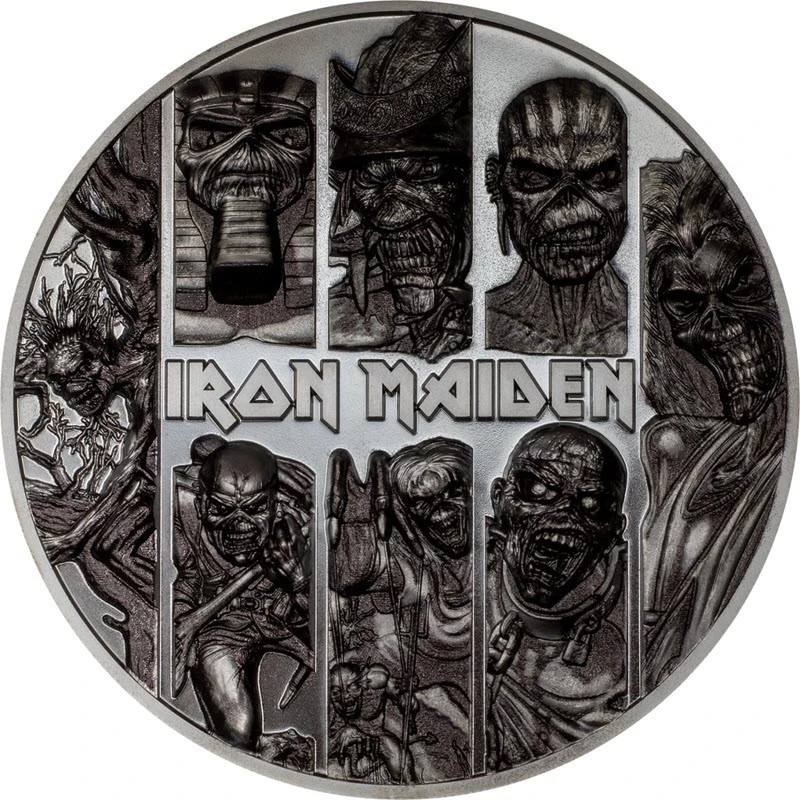 Cookeilanden: zilveren munt IRON MAIDEN Eddie 2024 Black Proof 3 ounce Verzamelmunten