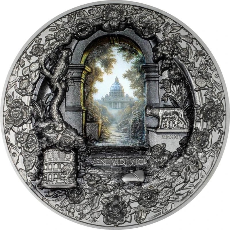 Cookeilanden: zilveren munt Roma Monumental View 2024 Black Proof 3 ounce Verzamelmunten