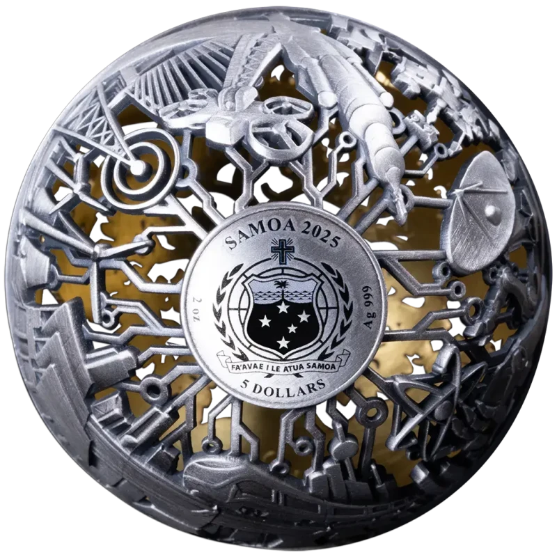 Samoa zilveren munt Natuur en Techniek 2025 verguld 2 ounce Verzamelmunten