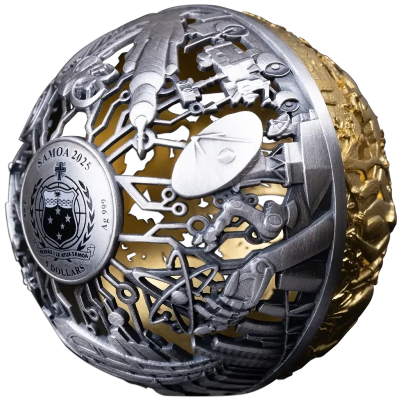 Samoa zilveren munt Natuur en Techniek 2025 verguld 2 ounce Verzamelmunten