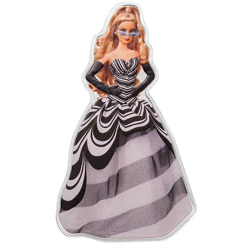 Salomonseilanden Zilveren Munt Blauwe Saffier Barbie 2024 Gekleurd 1 ounce Verzamelmunten