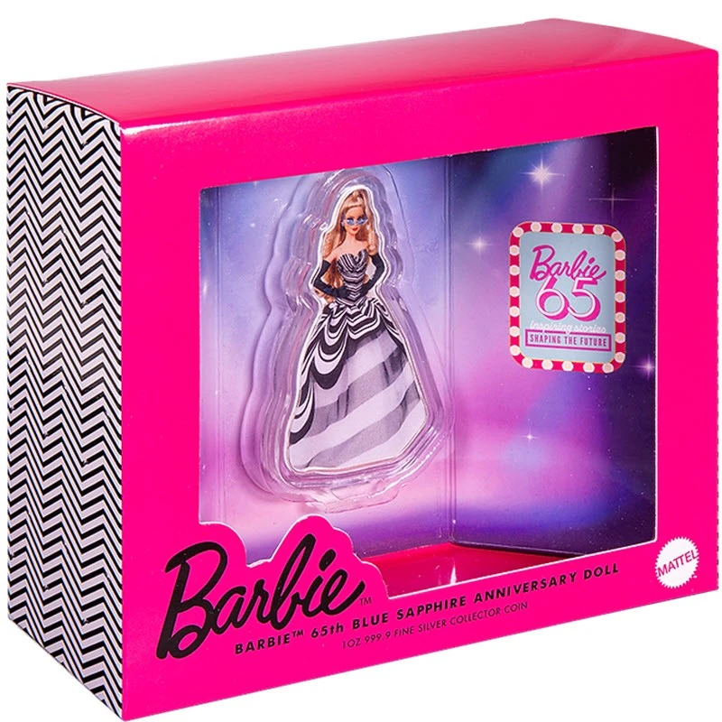 Salomonseilanden Zilveren Munt Blauwe Saffier Barbie 2024 Gekleurd 1 ounce Verzamelmunten