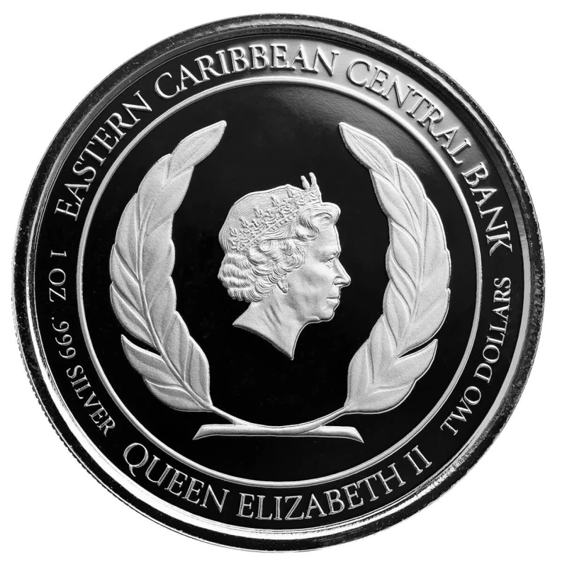 Saint Lucia zilveren munt Romantic Couple 2022 Gepolijste plaat gekleurd 1 ounce Verzamelmunten