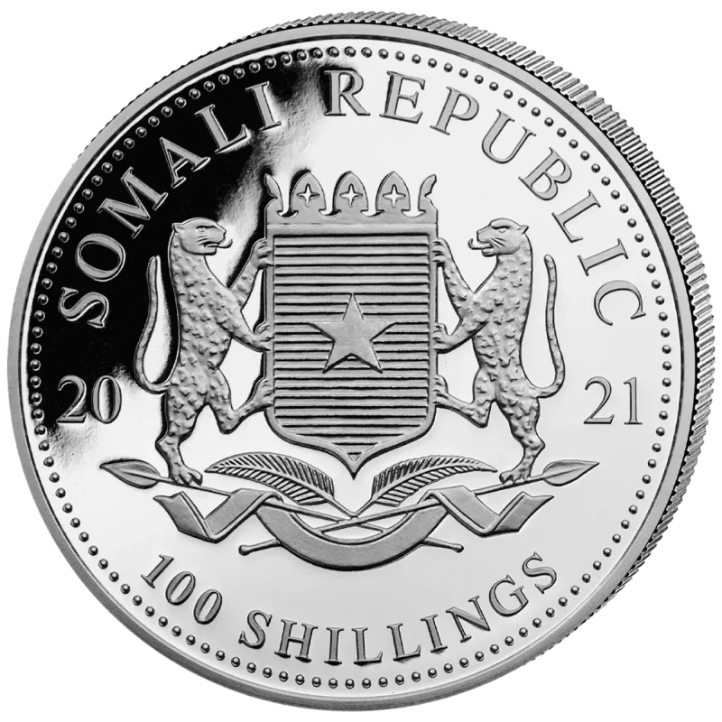 Somalië zilveren investeringmunt Afrikaanse wilde dieren olifant 2021 1 ounce Beleggingsmunten