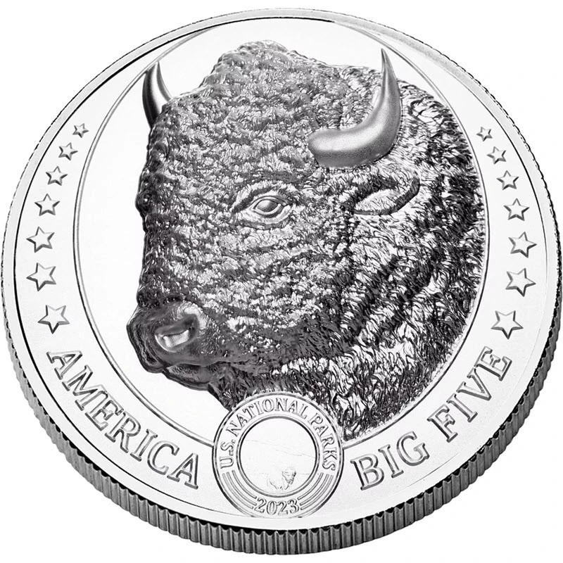 Fiji zilveren munt Big Five of America Bison 2023 1 ounce Verzamelmunten