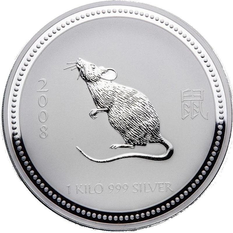 Australië zilveren munt Lunar I Jaar van de Rat 2008 1000 g Beleggingsmunten