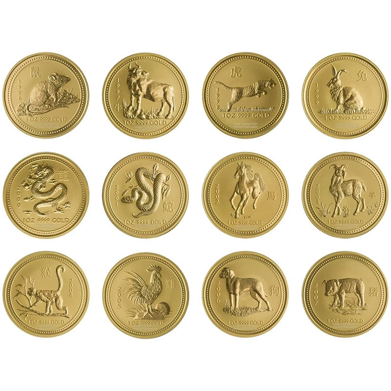 Australië gouden munten Lunar I 1996-2007 12 ounce set Verzamelmunten