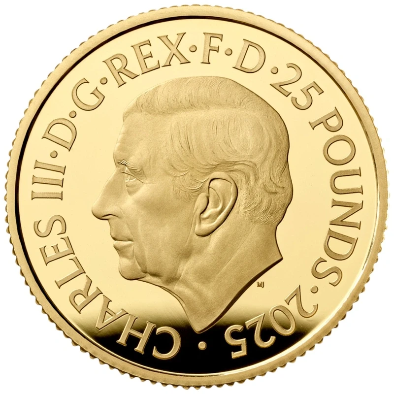 Gouden munt Verenigd Koninkrijk Jaar van de Slang 2025 Gepolijste plaat 1/4 ounce Verzamelmunten