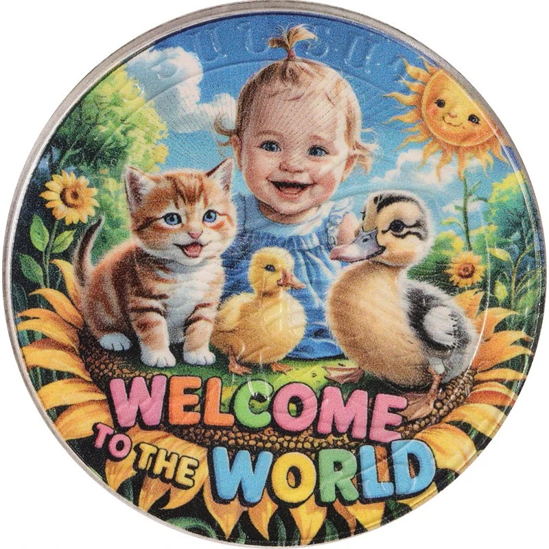 Armenië zilveren munt Noah's Ark Baby Girl 2025 Gekleurd 1 ounce Verzamelmunten