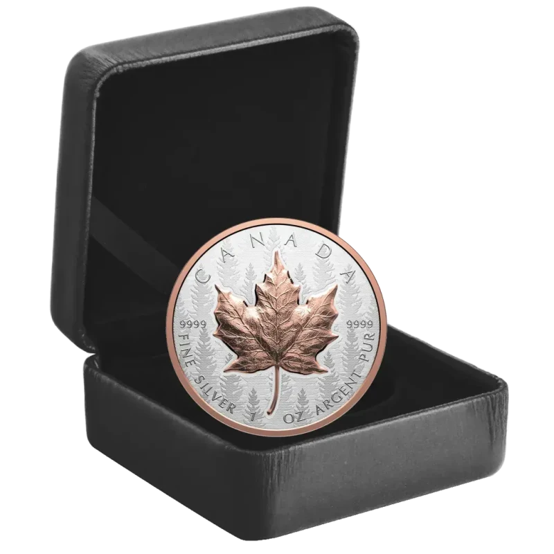 Canada zilveren munt Maple Leaf 2025 Rose Gold Plated 1 ounce Verzamelmunten