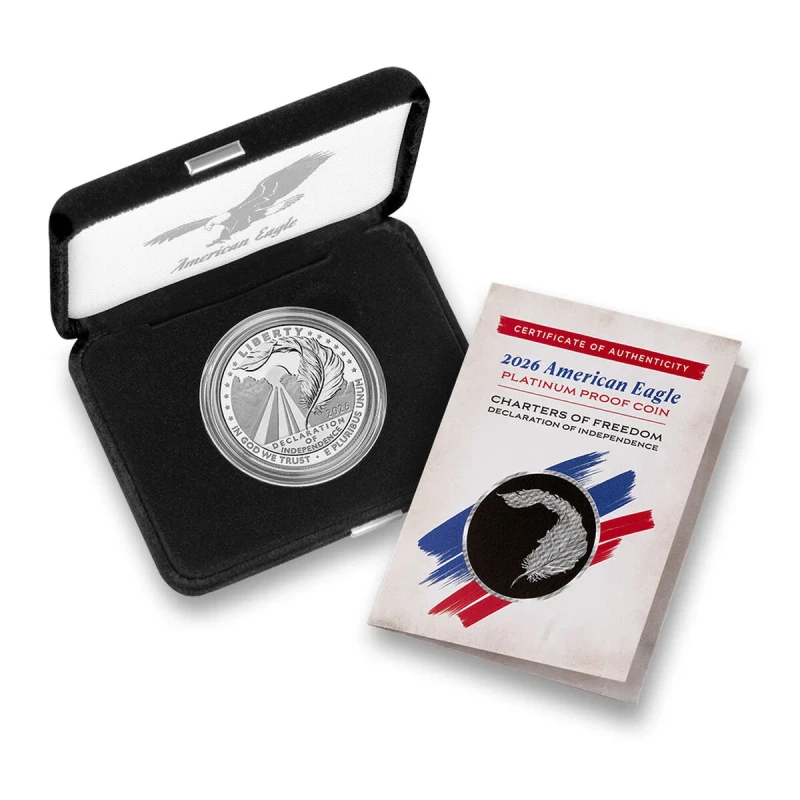 United States Platinum Coin Onafhankelijkheidsverklaring 2026 Gepolijste plaat 1 ounce Beleggingsmunten