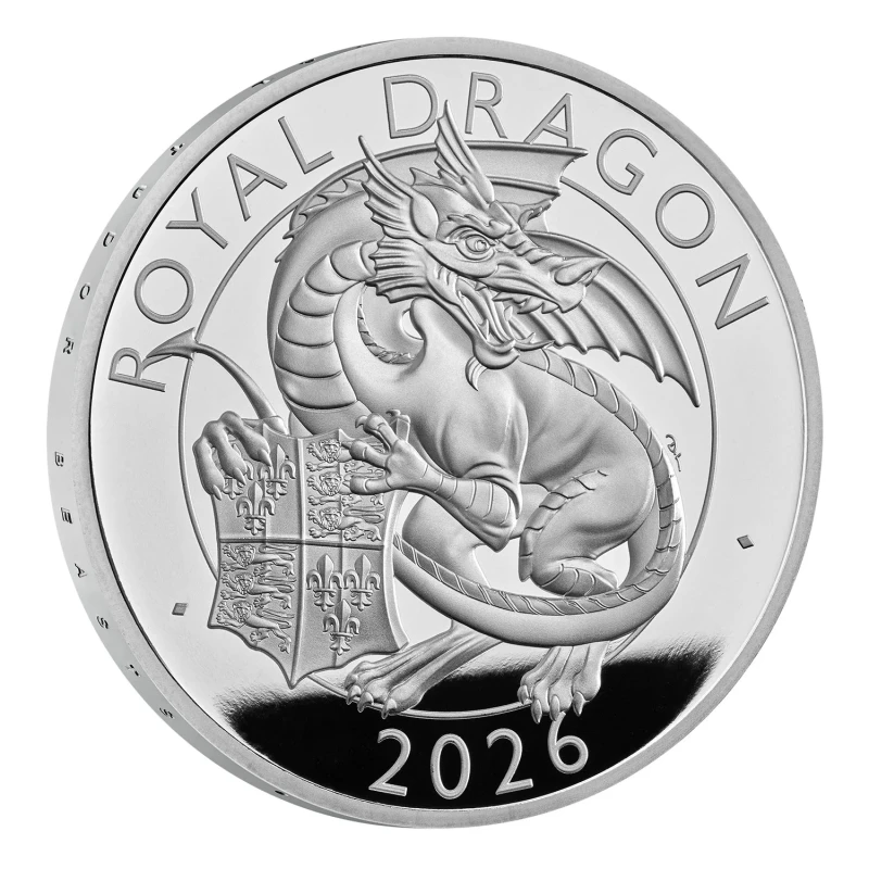 Verenigd Koninkrijk zilveren munt Royal Dragon 2026 gepolijste plaat 1 ounce Verzamelmunten