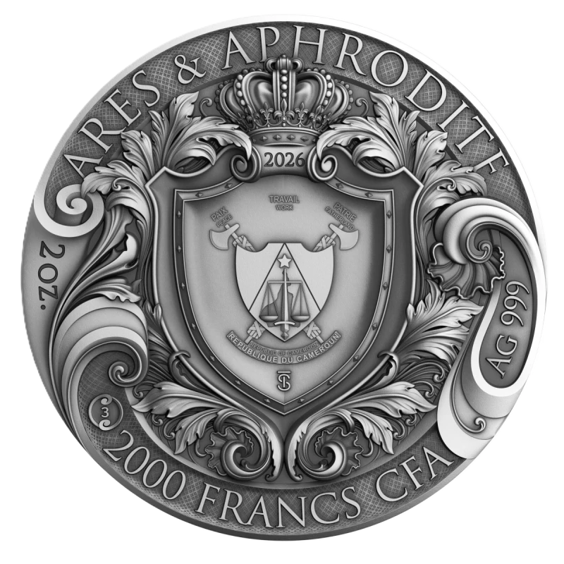 Cameroon Silver Coin Ares & Aphrodite 2026 2 oz Collectible coins
