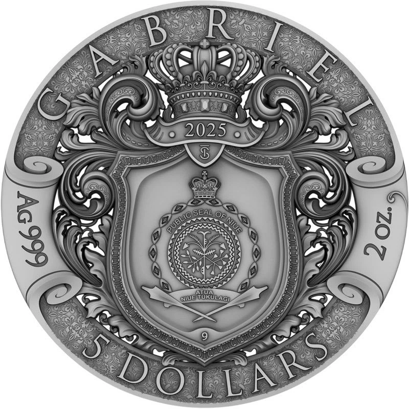 Niue zilveren munt Aartsengel Gabriël 2025 Verguld 2 ounce Verzamelmunten