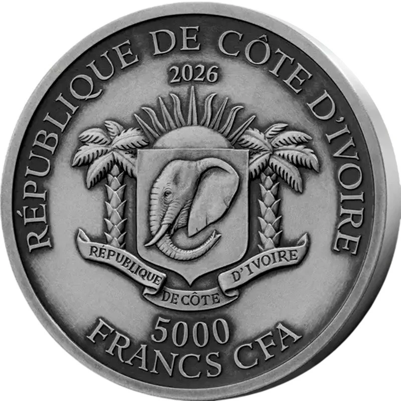 Ivoorkust zilveren munt Asia Completer 2026 5 ounce Verzamelmunten