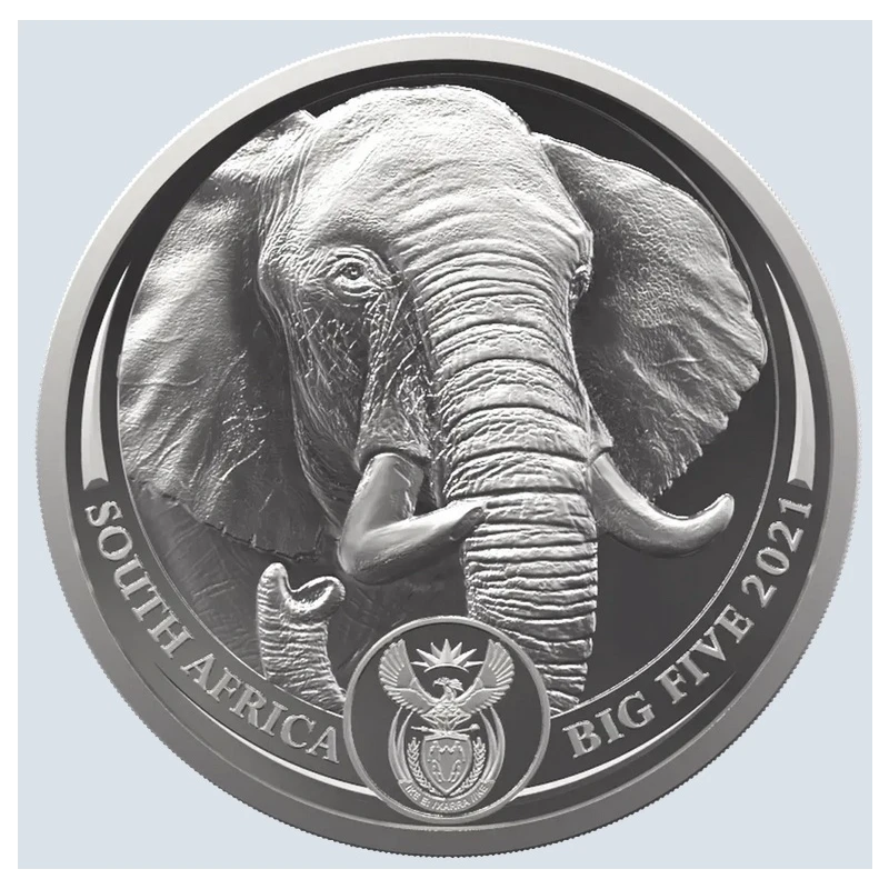 Zuid-Afrika's platina munt Big Five.Olifant 2021, 31,1 g Proof Verzamelmunten